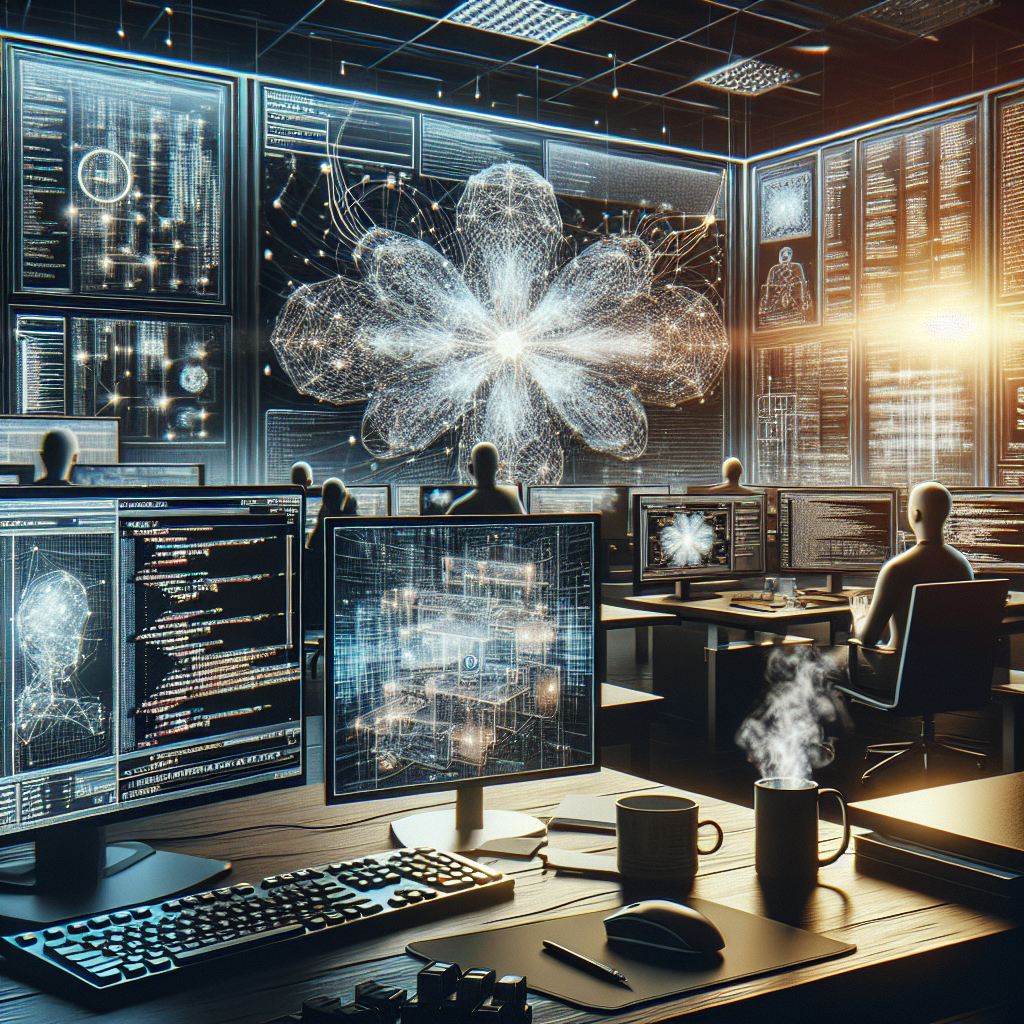 Beskrivelse til DALL-E:

Et hyperrealistisk billede af en rummelig og moderne softwareudviklingsarbejdsstation, belyst af skarpt hvidt lys og omgivet af skærme med kode linjer og komplekse visuelle datastrukturer. En sofistikeret AI-algoritme er synlig på den primære skærm, præsenteret som en strøm af matematiske formler og binære tal, der interagerer med et virtuelt tastatur, der bugner af intens aktivitet. I baggrunden ses et komplekst netværk af forbindelser og datastrømme, der fremhæver systemets evne til realtidsanalyse og semantisk kodningsforståelse. Et diskret logo for GitHub Advanced Security pryder en af skærmene, mens et subtilt strålende overlæg af kunstig intelligens symboliserer den banebrydende integration af GitHub Copilot og CodeQL. I hjørnet står et krus med en duftende, rygende kop kaffe, der vidner om den intense, men effektive, udviklingsproces.